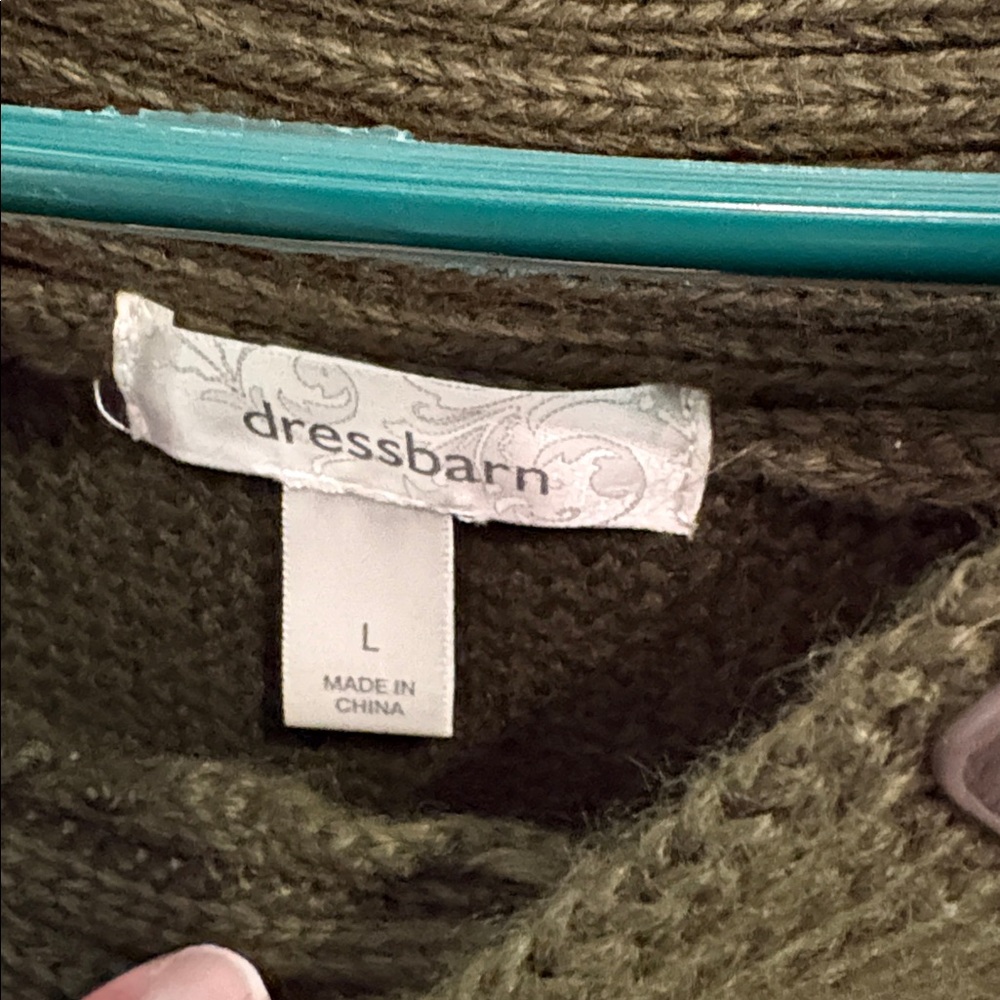 Green Cable Knit Sweater with Belt - Picture 2 of 5